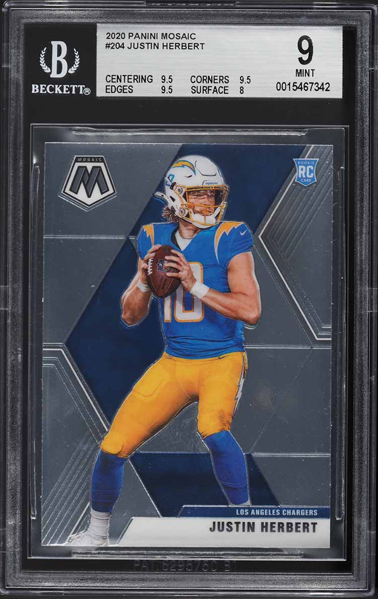 2020 Panini Mosaic Justin Herbert ROOKIE #204 BGS 9 MINT