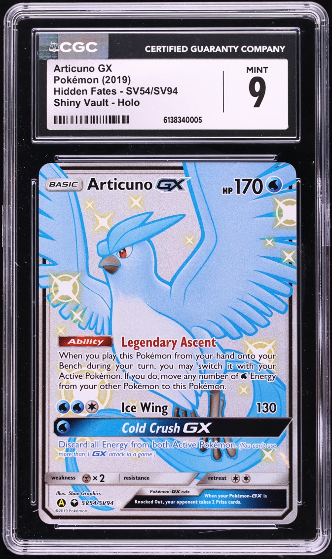 2019 Pokemon Sun & Moon Hidden Fates Full Art Articuno GX #SV54 CGC 9 MINT