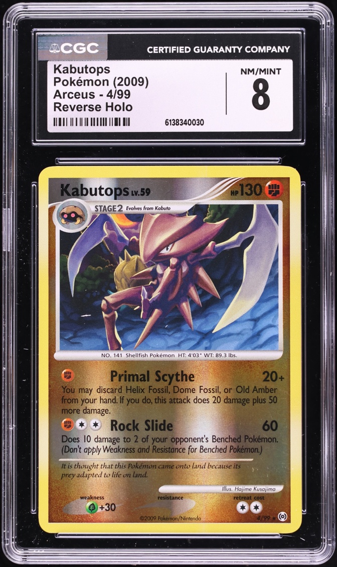 2009 Pokemon Platinum Arceus Reverse Holo Kabutops #4 CGC 8 NM-MT