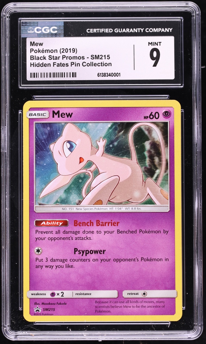 2019 Pokemon Sun & Moon Promo Hidden Fates Pin Collection Holo Mew #SM215 CGC 9 MINT