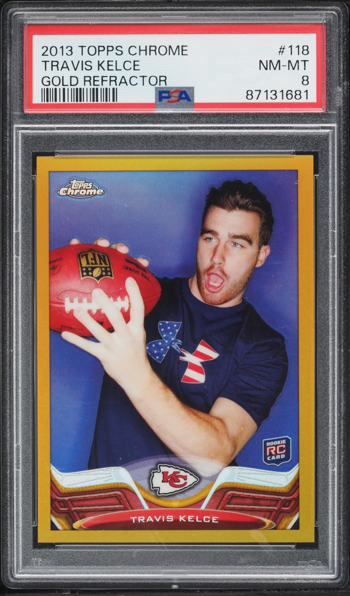 2013 Topps Chrome Gold Refractor Travis Kelce ROOKIE /50 #118 PSA 8 NM-MT