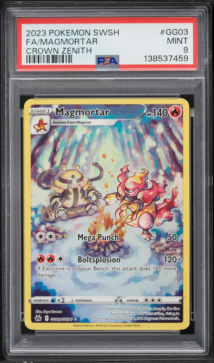 2023 Pokemon Sword & Shield Crown Zenith Alt Art Magmortar #GG03 PSA 9 MINT
