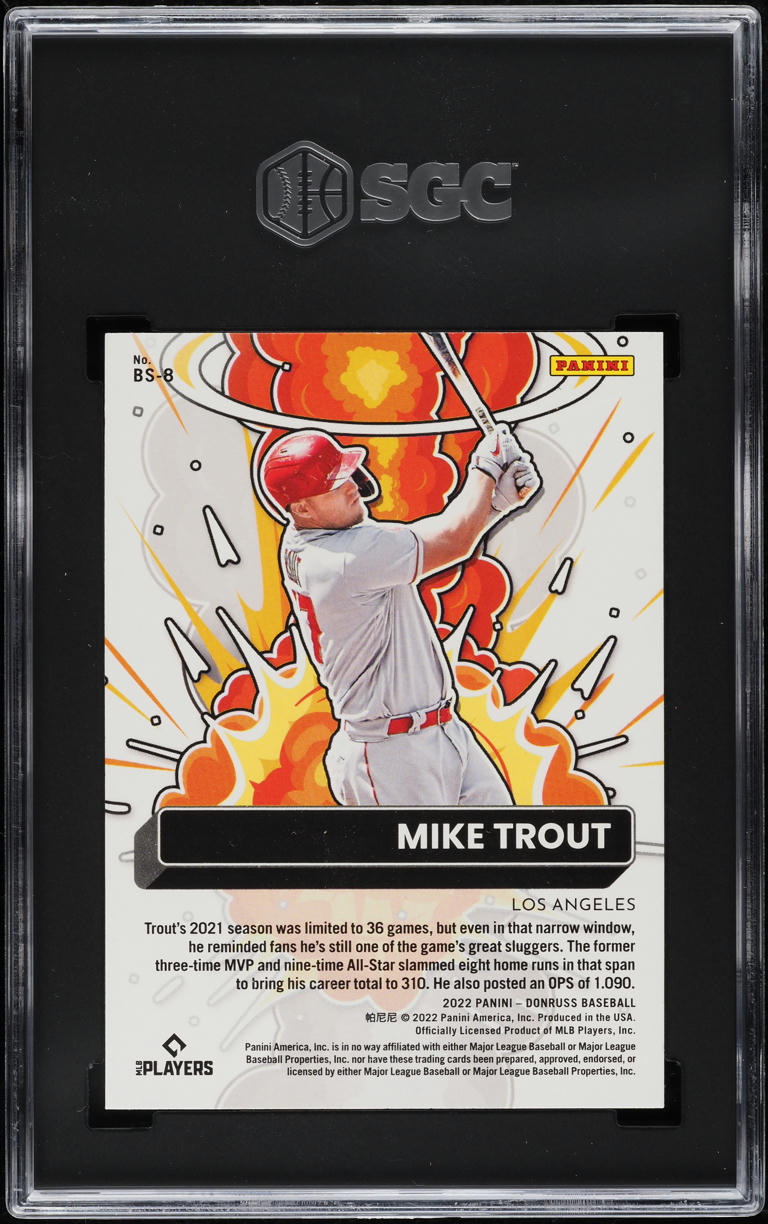 2022 Donruss Bomb Squad Rapture Mike Trout #BS-8 SGC 9.5 MINT+