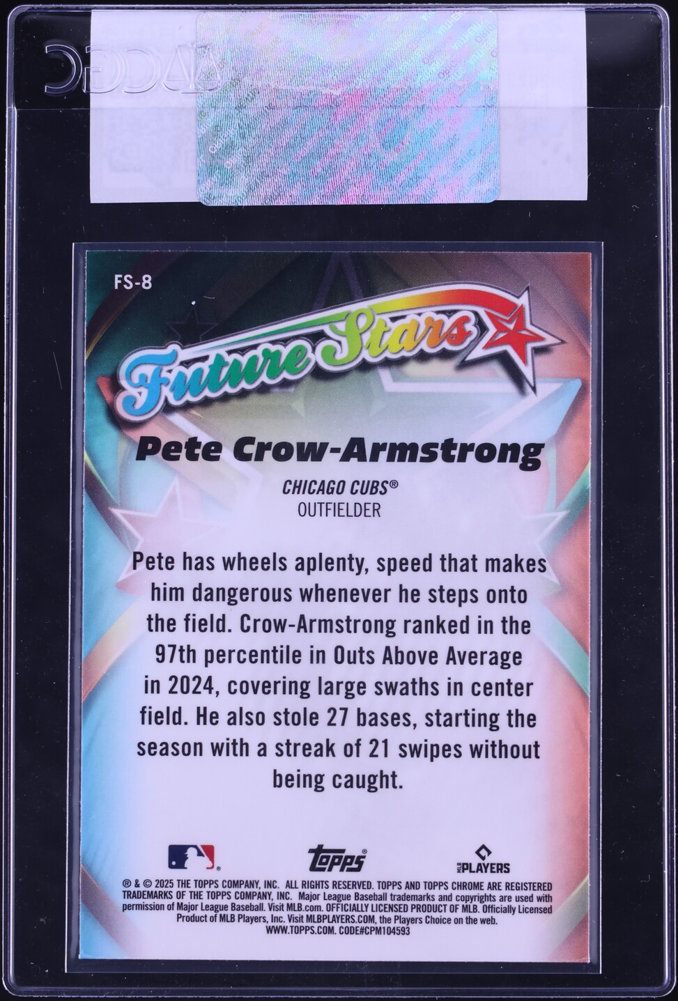 2025 Topps Chrome Future Stars Pete Crow-Armstrong #FS-8 CGC AUTH