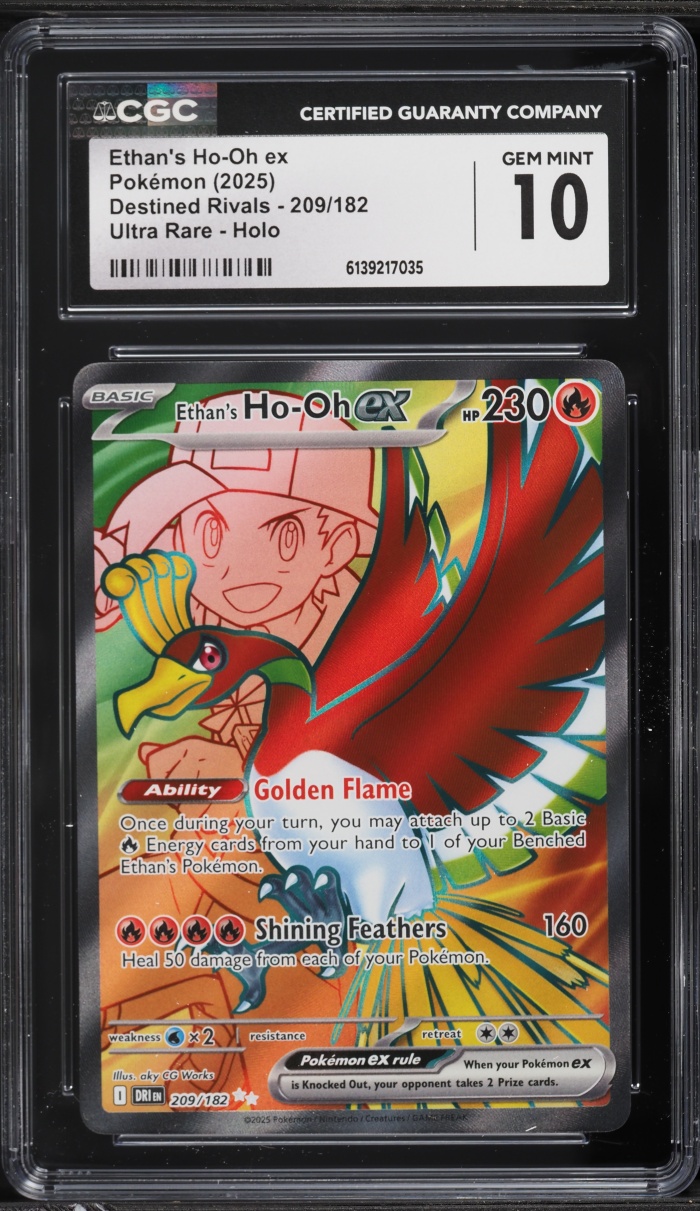 2025 Pokemon Scarlet & Violet Destined Rivals Full Art Ethan's Ho-Oh ex #209 CGC 10 GEM MINT