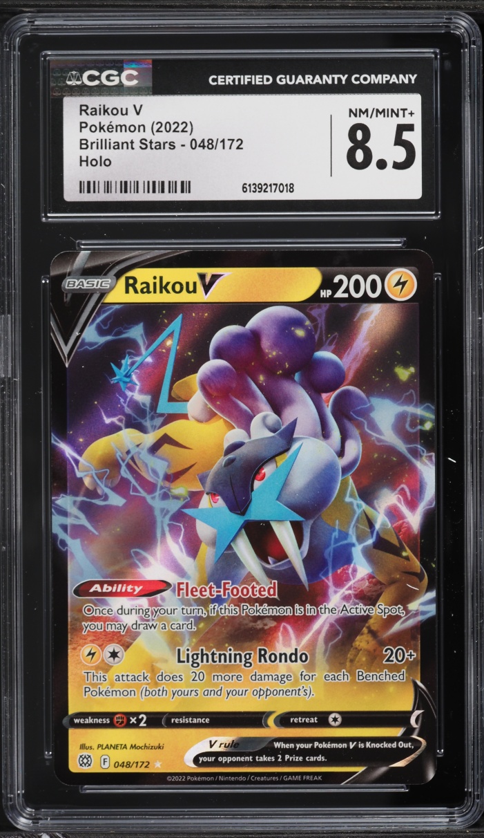 2022 Pokemon Sword & Shield Brilliant Stars Raikou V #48 CGC 8.5 NM-MT+