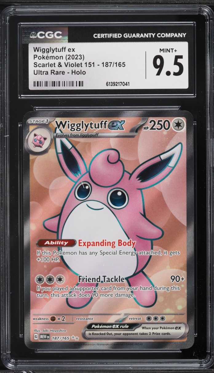 2023 Pokemon Scarlet & Violet 151 Full Art Wigglytuff ex #187 CGC 9.5 MINT+