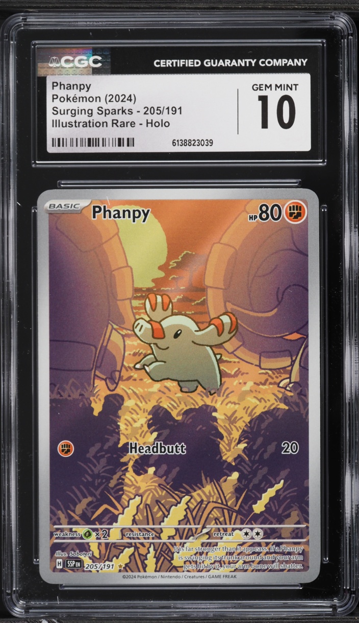 2024 Pokemon Scarlet & Violet Surging Sparks IR Phanpy #205 CGC 10 GEM MINT