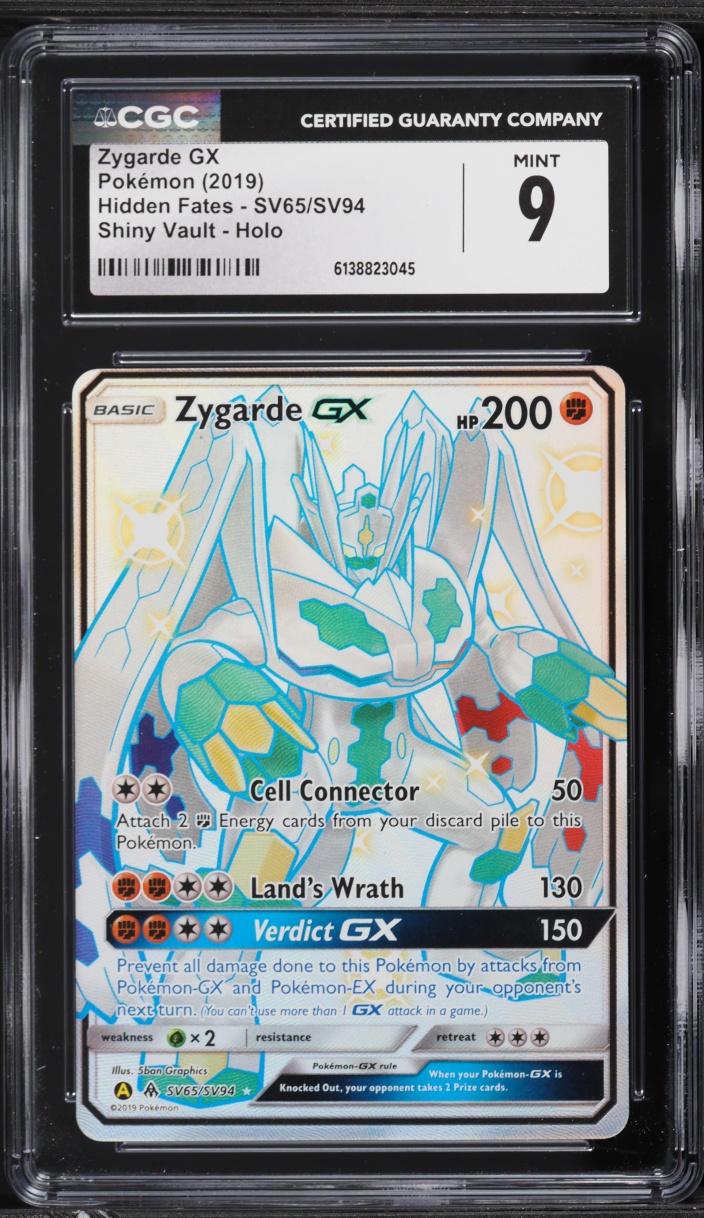 2019 Pokemon Sun & Moon Hidden Fates Full Art Zygarde GX #SV65 CGC 9 MINT