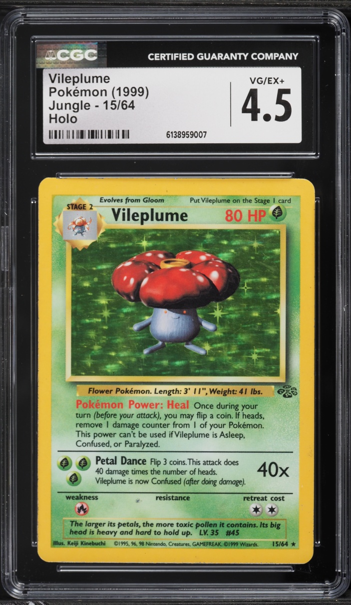 1999 Pokemon Jungle Holo Vileplume #15 CGC 4.5 VGEX+