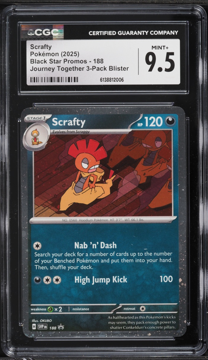 2025 Pokemon Scarlet & Violet Promo Journey Together Scrafty #188 CGC 9.5 MINT+