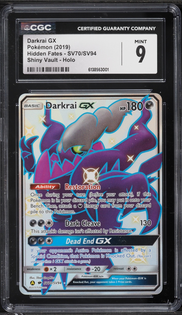 2019 Pokemon Sun & Moon Hidden Fates Full Art Darkrai GX #SV70 CGC 9 MINT