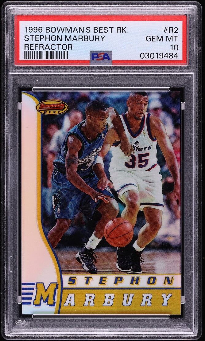 1996 Bowman's Best Refractor Stephon Marbury ROOKIE #R2 PSA 10 GEM MINT