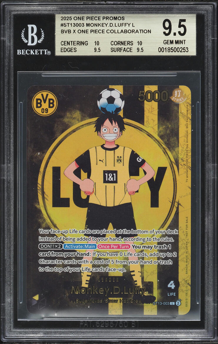 2025 One Piece X BVB Collaboration Alt Art Leader Monkey D. Luffy #ST13-003 BGS 9.5 GEM MINT