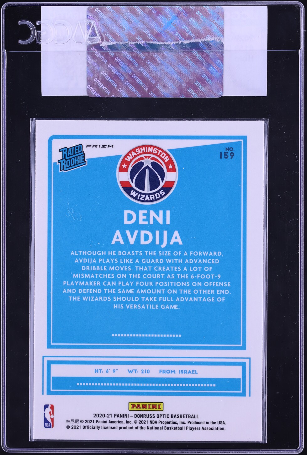 2020 Donruss Optic Holo Deni Avdija ROOKIE #159 CGC AUTH