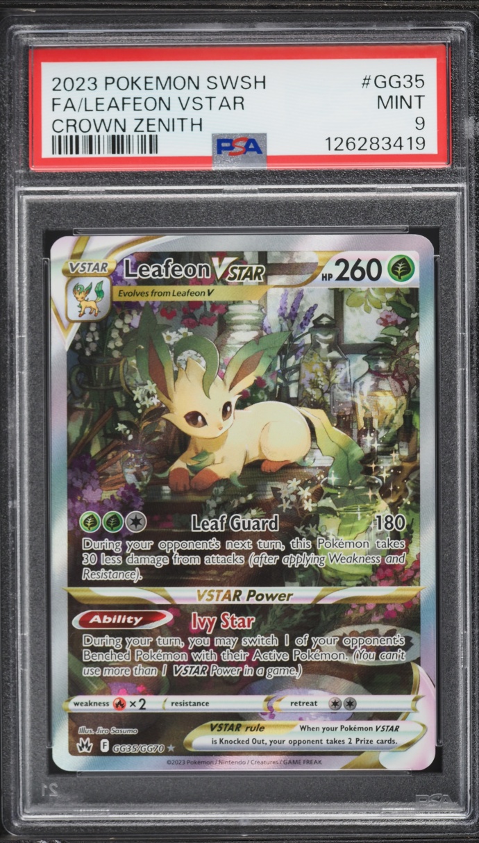 2023 Pokemon Sword & Shield Crown Zenith Full Art Leafeon VSTAR #GG35 PSA 9 MINT