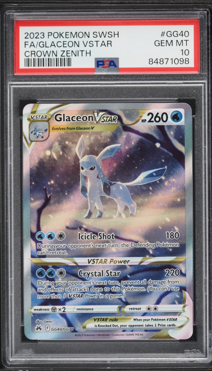 2023 Pokemon Sword & Shield Crown Zenith Full Art Glaceon VSTAR #GG40 PSA 10 GEM MINT