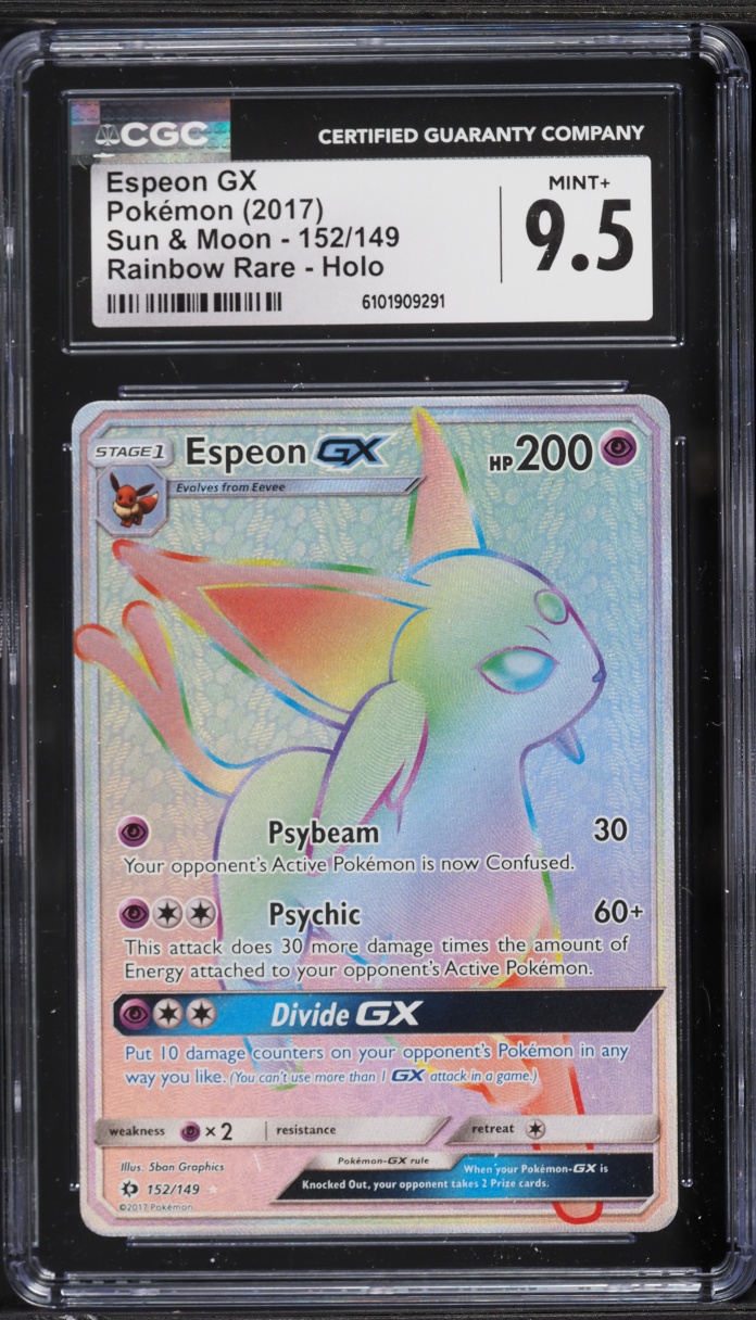 2017 Pokemon Sun & Moon Rainbow Rare Espeon GX #152 CGC 9.5 MINT+