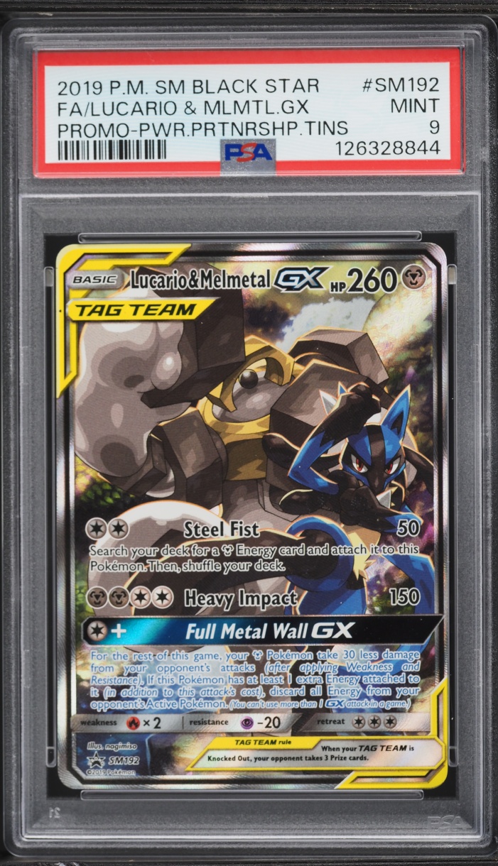 2019 Pokemon Sun & Moon Promo Power Partnership Full Art Lucario Melmetal GX #SM192 PSA 9 MINT