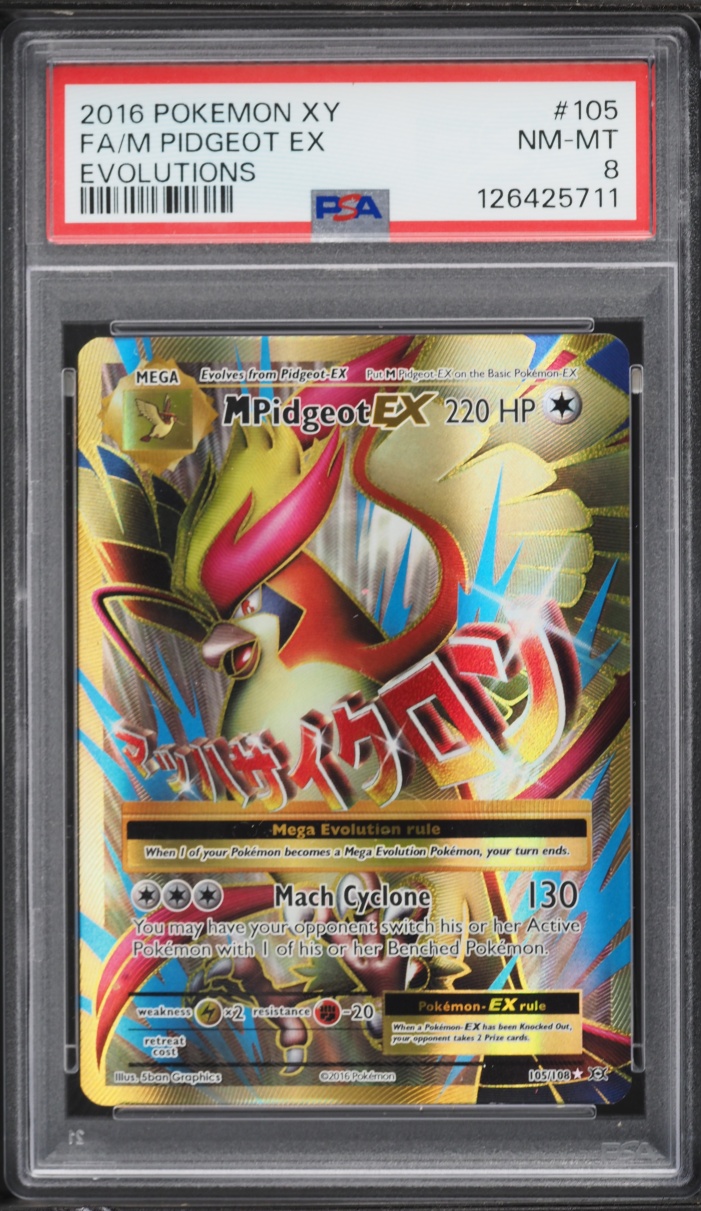2016 Pokemon XY Evolutions Full Art M Pidgeot EX #105 PSA 8 NM-MT