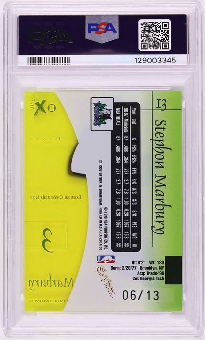 1997 Skybox E-X2001 Essential Credentials Now Stephon Marbury /13 #13 PSA 6 EXMT