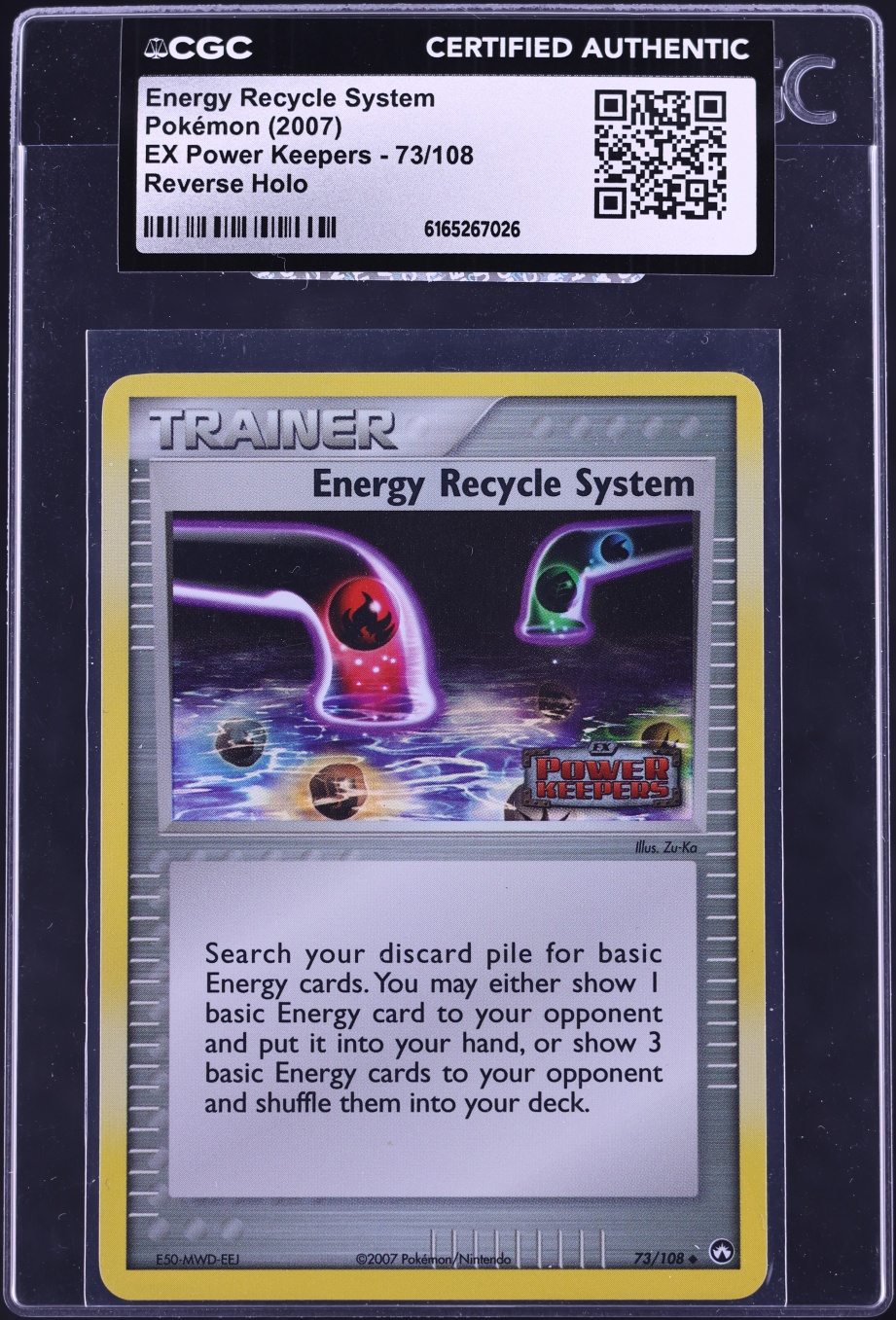 2007 Pokemon EX Power Keepers Reverse Holo Energy Recycle System #73 CGC AUTH