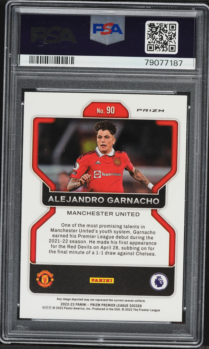 2022 Panini Prizm Premier League Multicolor Alejandro Garnacho ROOKIE #90 PSA 10 GEM MINT