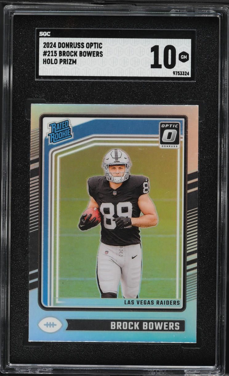 2024 Donruss Optic Holo Prizm Brock Bowers ROOKIE #215 SGC 10 GEM MINT