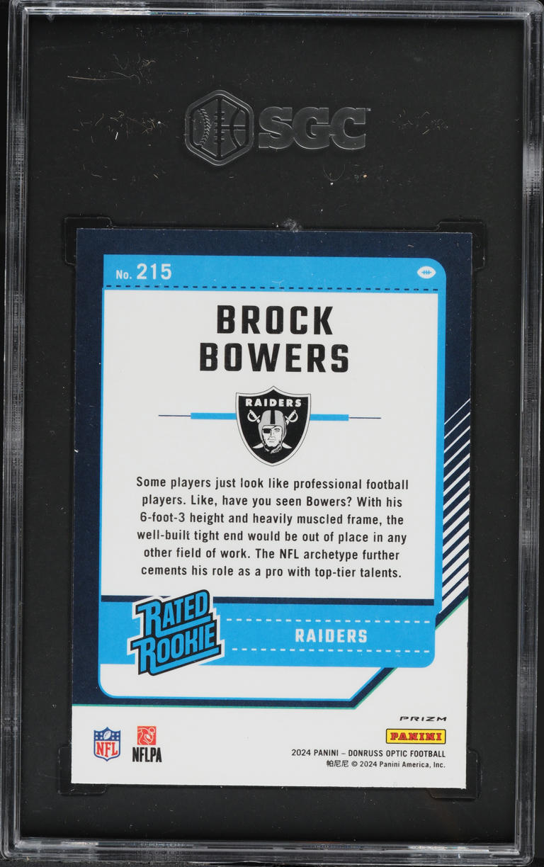 2024 Donruss Optic Holo Prizm Brock Bowers ROOKIE #215 SGC 10 GEM MINT