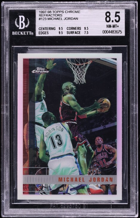 1997 Topps Chrome Refractor Michael Jordan #123 BGS 8.5 NM-MT+