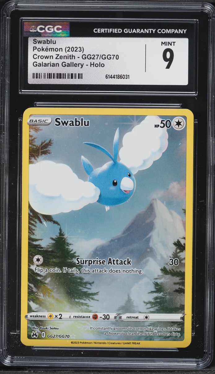 2023 Pokemon Sword & Shied Crown Zenith Full Art Swablu #GG27 CGC 9 MINT