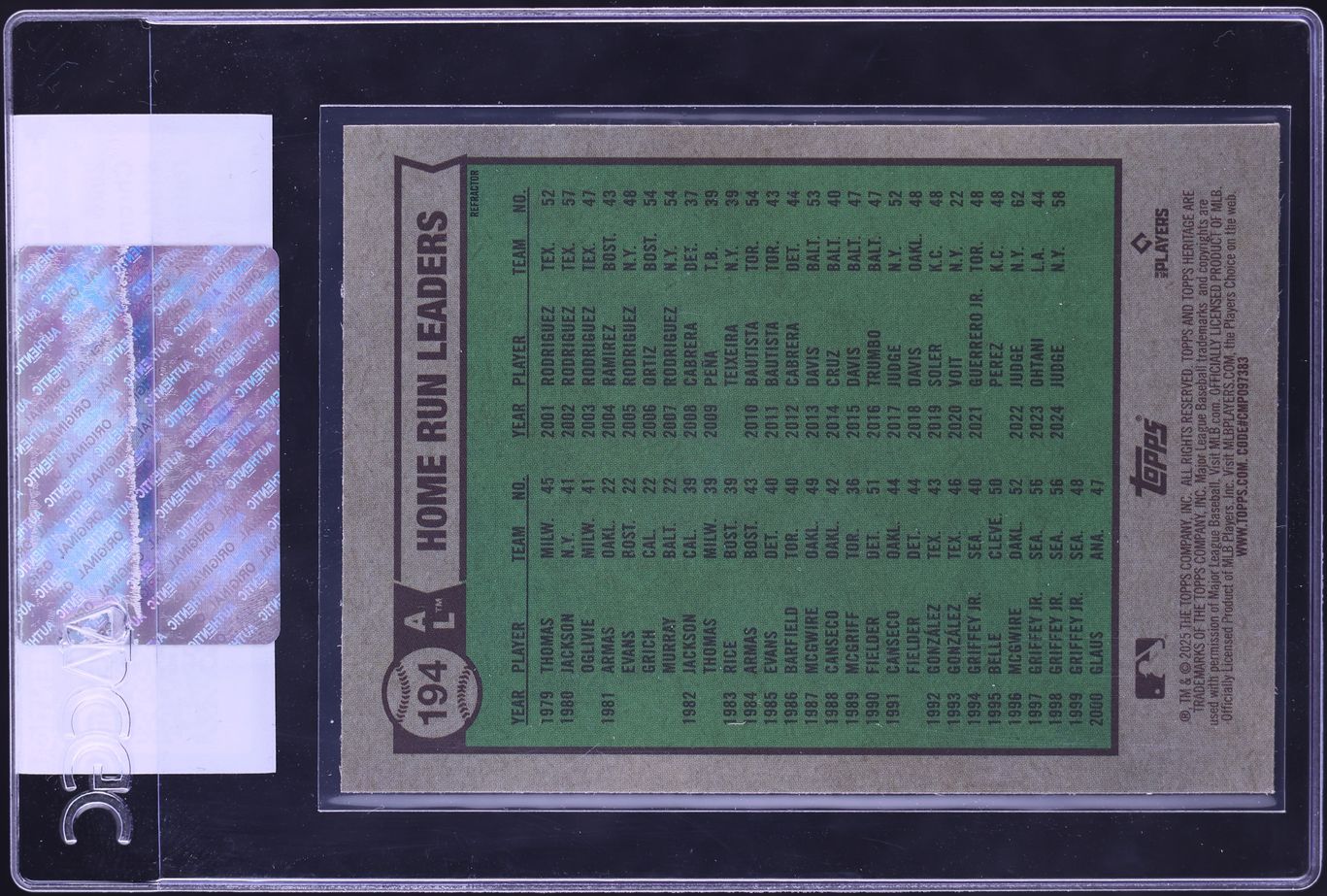 2025 Topps Heritage Chrome Refractor Aaron Judge Anthony Santander Juan Soto #194 CGC AUTH