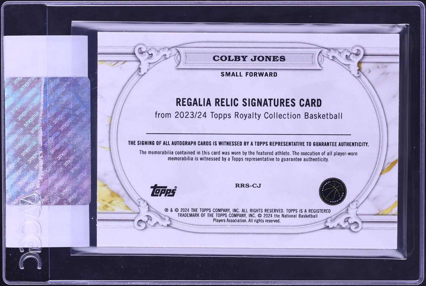 2023 Topps Royalty Regalia Colby Jones ROOKIE PATCH AUTO /99 #RRS-CJ CGC AUTH