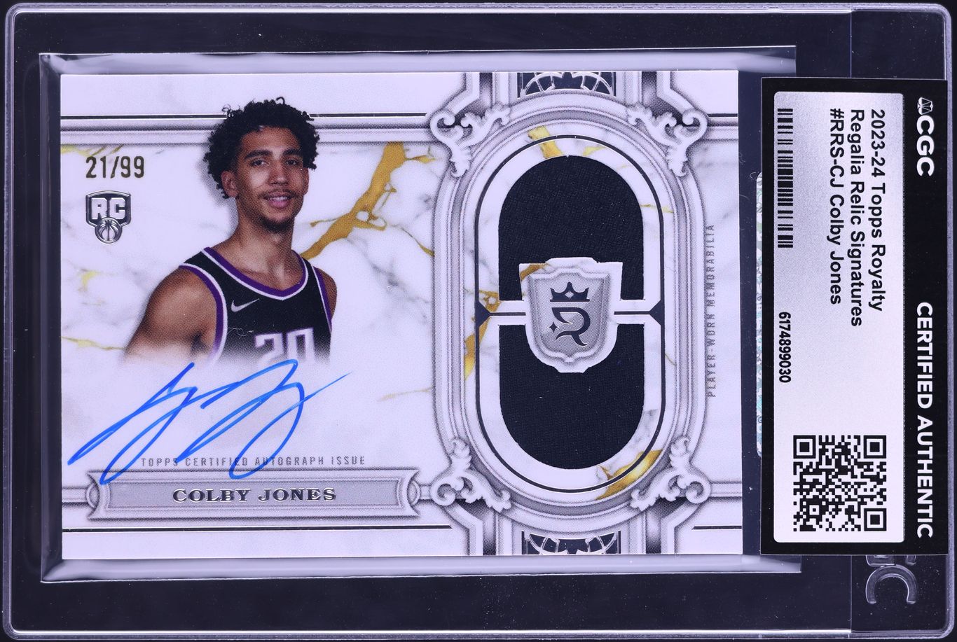 2023 Topps Royalty Regalia Colby Jones ROOKIE PATCH AUTO /99 #RRS-CJ CGC AUTH