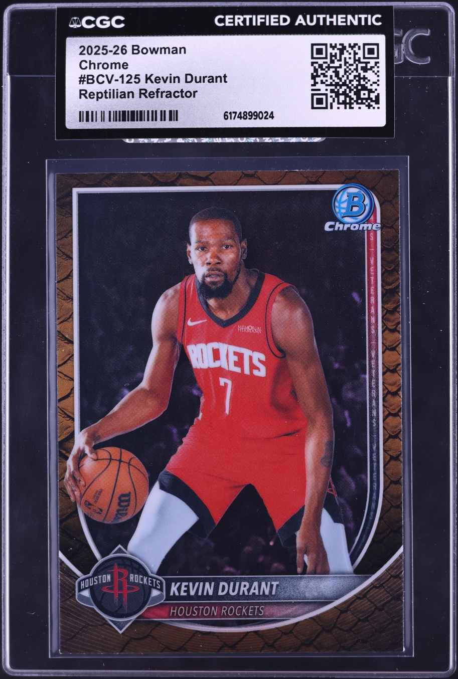 2025-26 Bowman Chrome Reptilian Refractor Kevin Durant #BCV-125 CGC AUTH