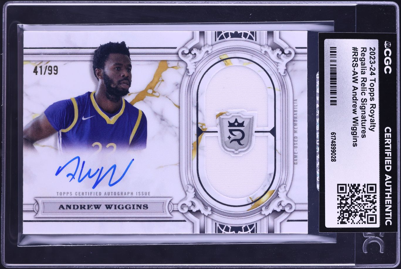 2023 Topps Royalty Regalia Andrew Wiggins PATCH AUTO /99 #RRS-AW CGC AUTH