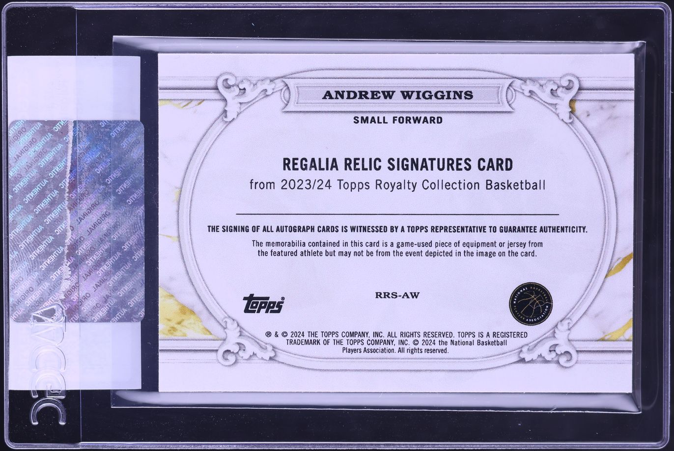 2023 Topps Royalty Regalia Andrew Wiggins PATCH AUTO /99 #RRS-AW CGC AUTH