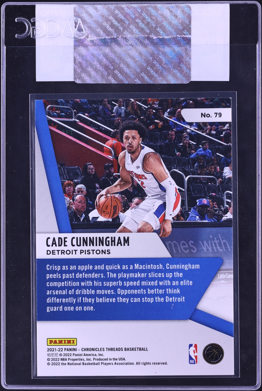 2021 Panini Chronicles Threads Red Cade Cunningham ROOKIE /149 #79 CGC AUTH