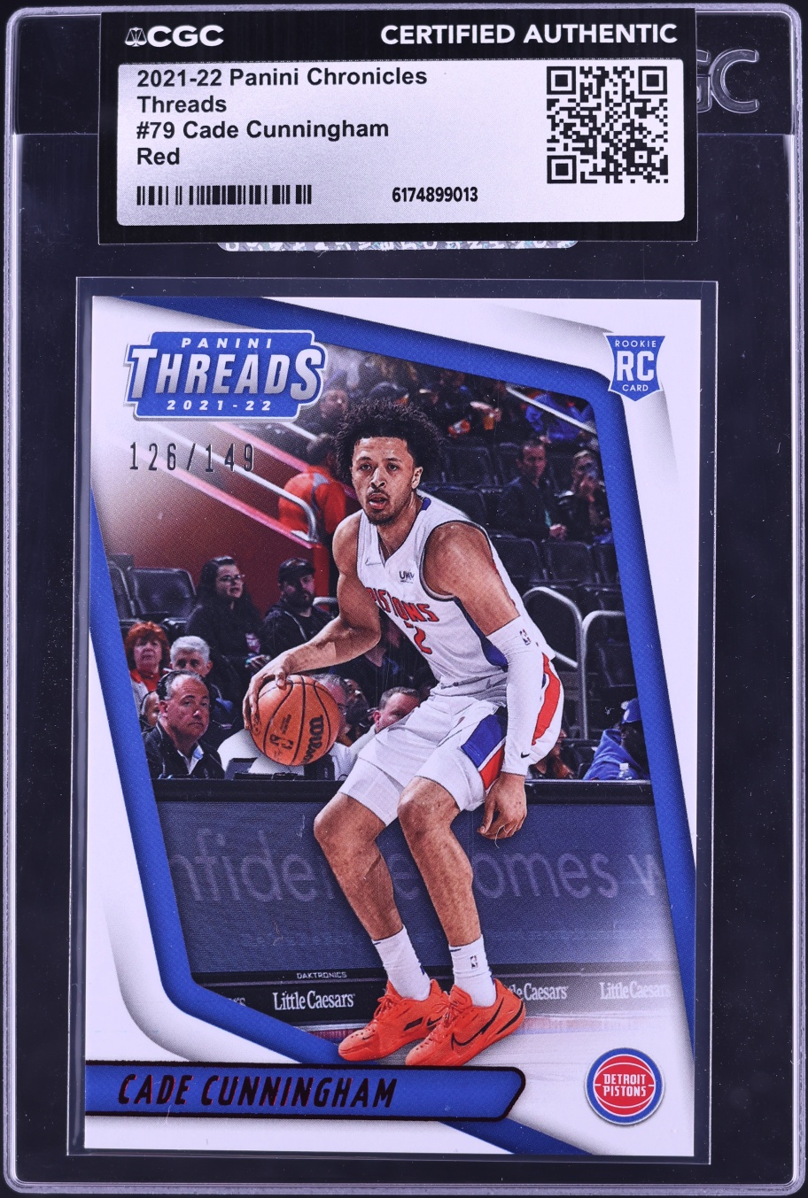 2021 Panini Chronicles Threads Red Cade Cunningham ROOKIE /149 #79 CGC AUTH