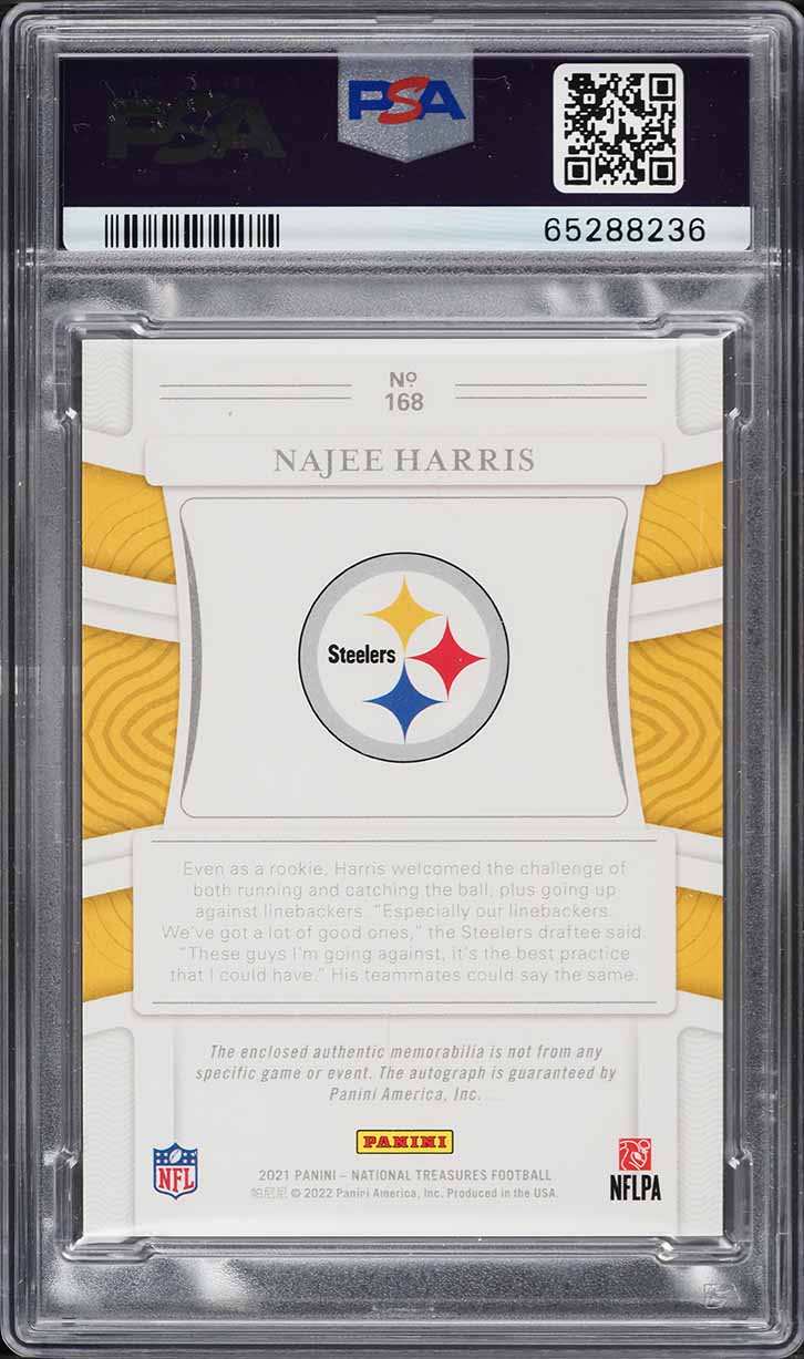 2021 National Treasures Najee Harris ROOKIE PATCH AUTO /99 #168 PSA 8 NM-MT