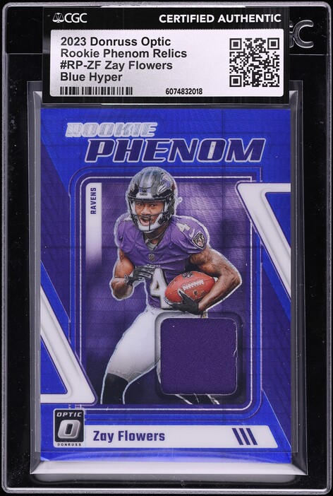 2023 Donruss Optic Phenom Blue Hyper Zay Flowers ROOKIE PATCH #RP-ZF CGC AUTH