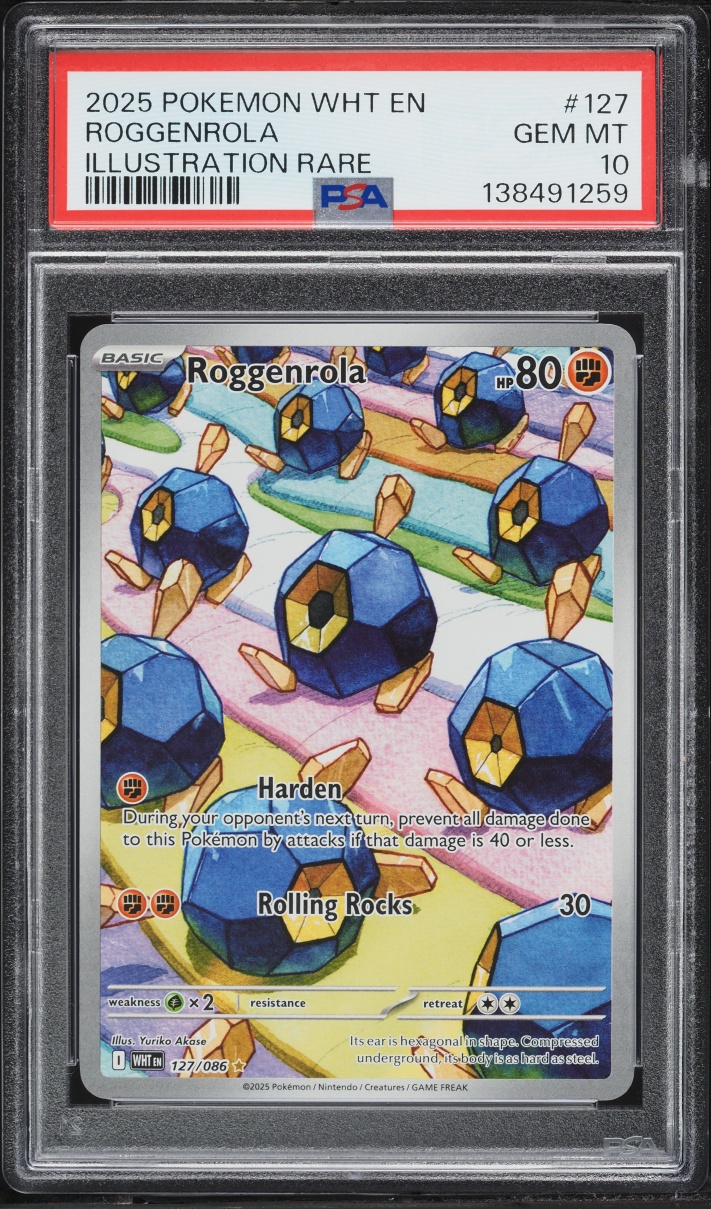 2025 Pokemon Scarlet & Violet White Flare IR Roggenrola #127 PSA 10 GEM MINT
