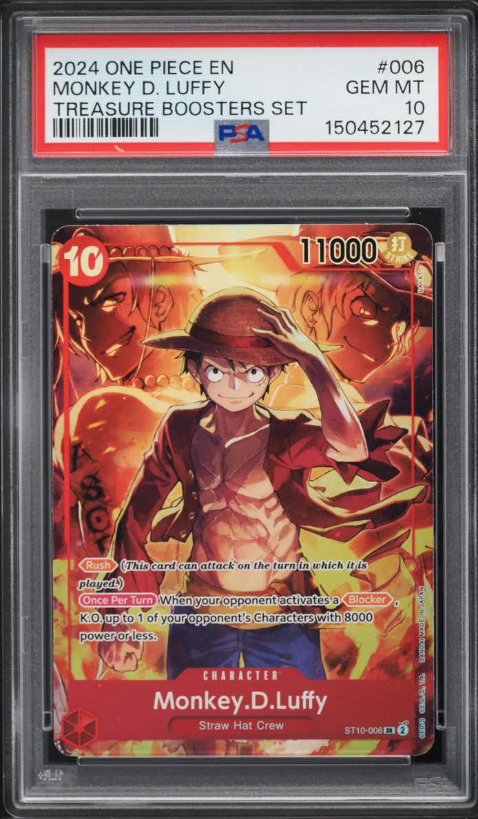 2024 One Piece Treasure Booster Set SR Alt Art Monkey D. Luffy #ST10-006 PSA 10 GEM MINT