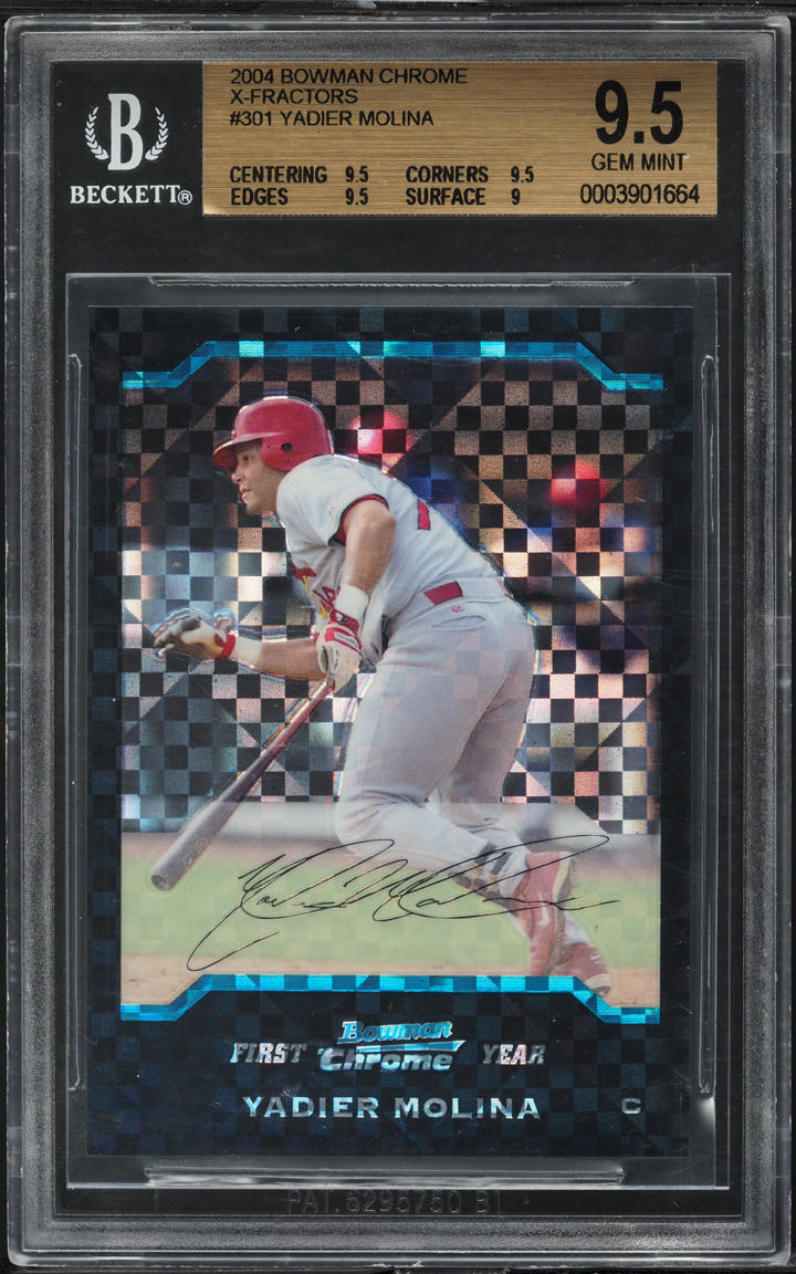 2004 Bowman Chrome Xfractor Yadier Molina PROSPECT /172 #301 BGS 9.5 GEM MINT