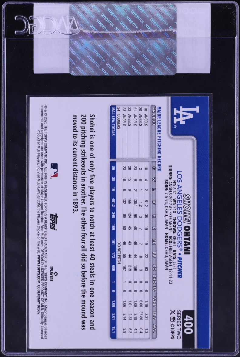 2025 Topps Holo Foil Shohei Ohtani #400 CGC AUTH