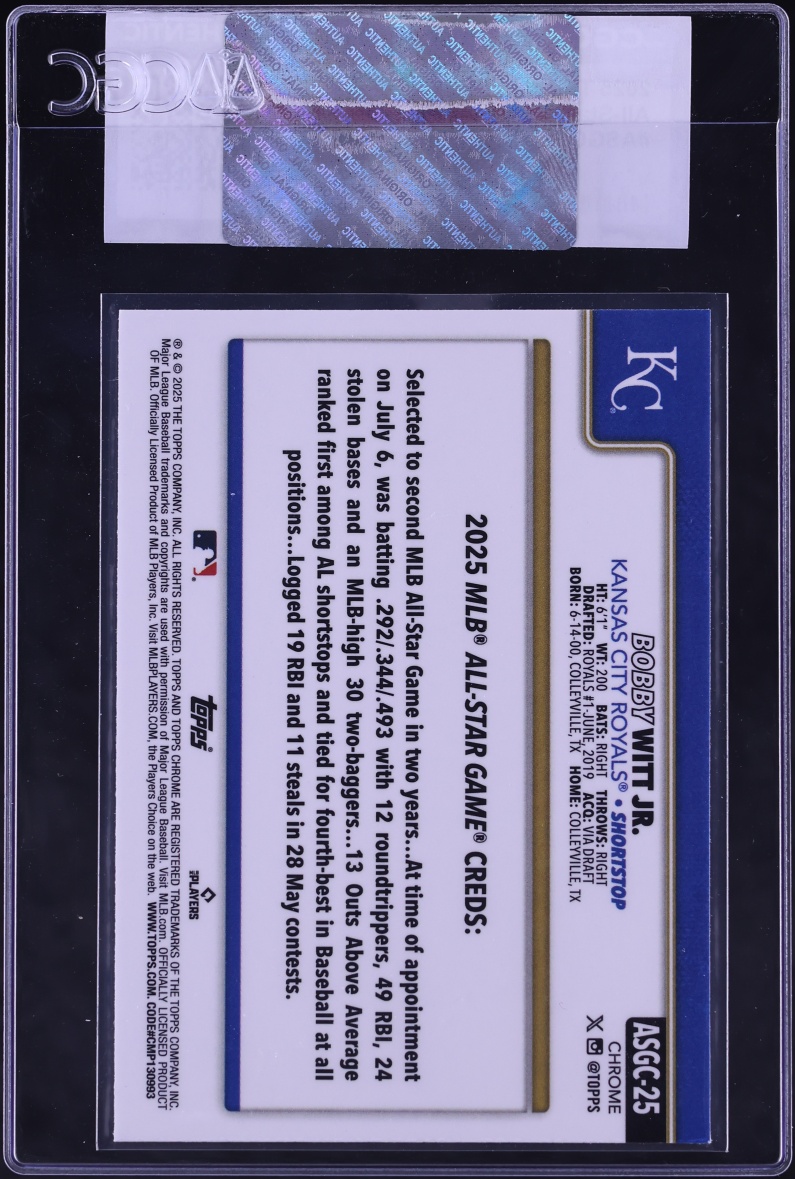 2025 Topps Chrome Update All-Star Game Bobby Witt Jr. #ASGC-25 CGC AUTH