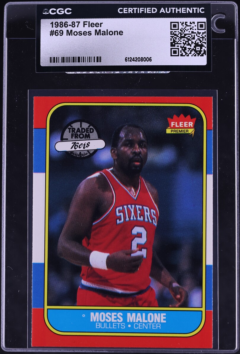 1986 Fleer Basketball Moses Malone #69 CGC AUTH