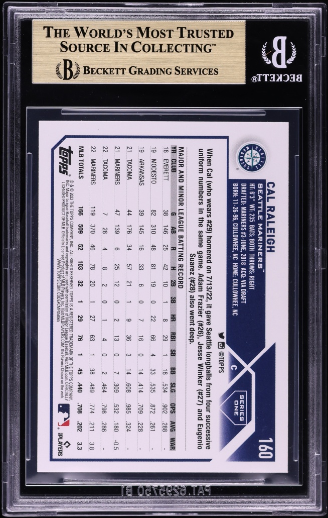 2023 Topps Cal Raleigh #160 BGS 9.5 GEM MINT