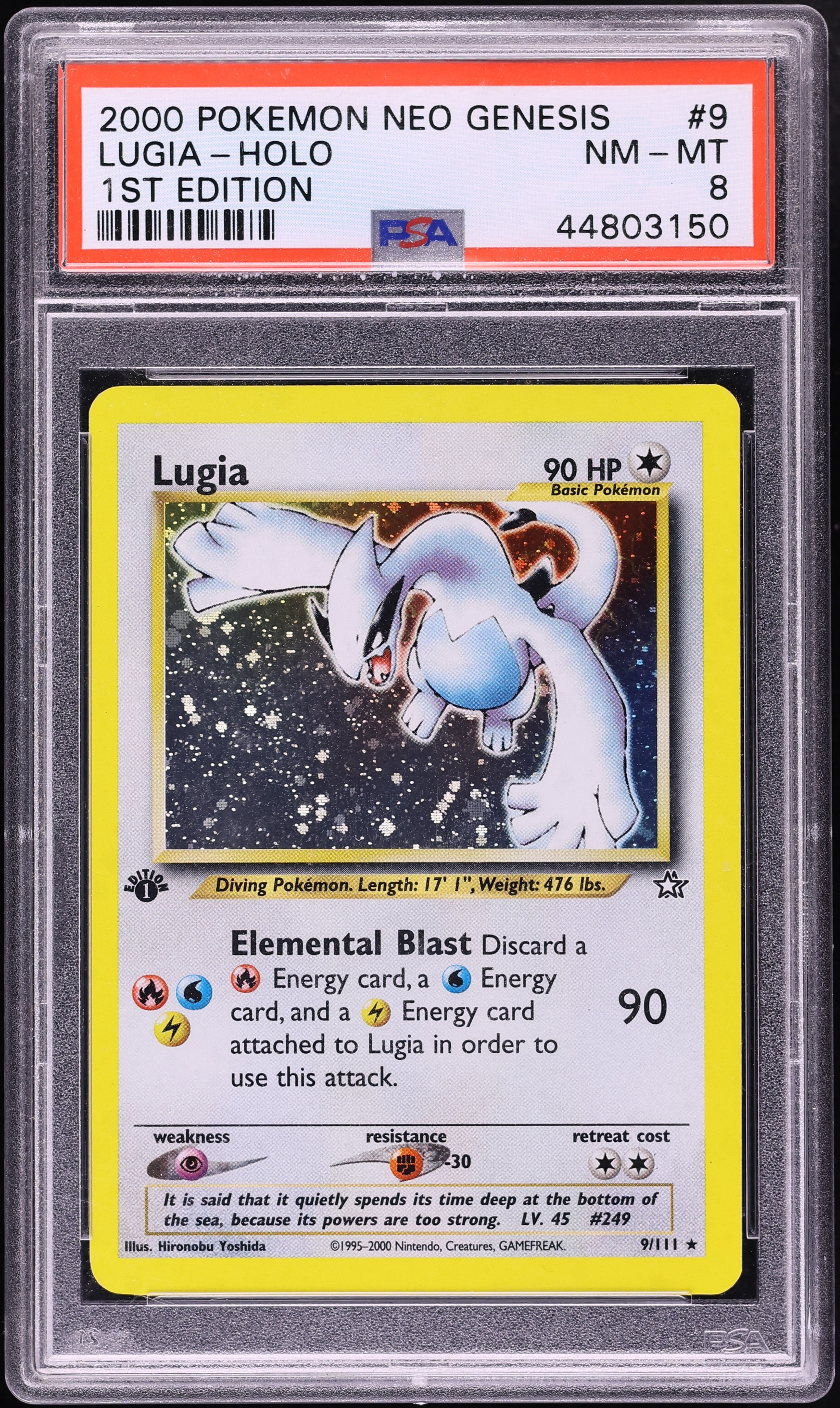 2000 Pokemon Neo Genesis 1st Edition Holo Lugia #9 PSA 8 NM-MT