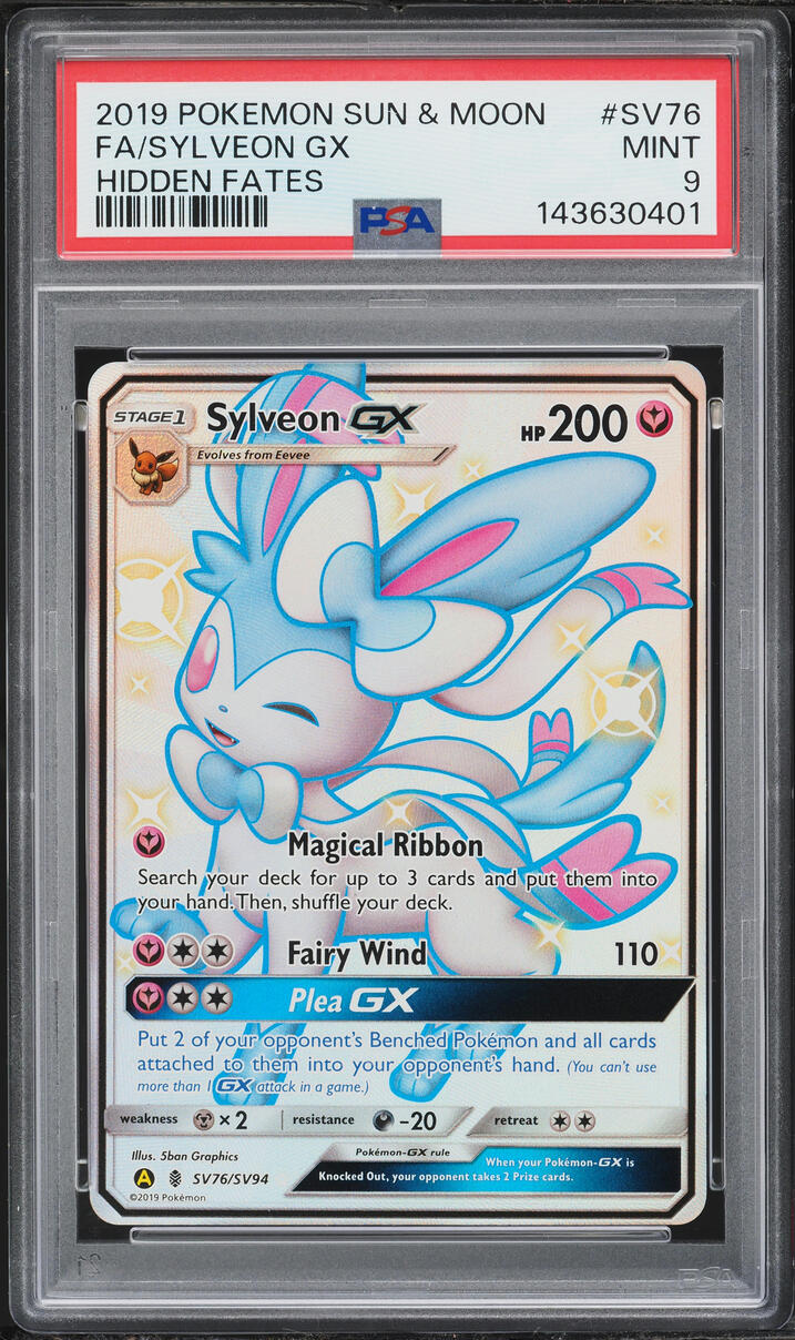 2019 Pokemon Sun & Moon Hidden Fates Shiny Full Art Sylveon GX #SV76 PSA 9 MINT